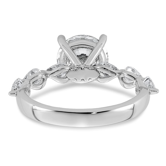 14k White Gold 2 3/4 carat Certified Lab Grown Diamond VS+ F+ Round Center with Pear Sides Complete Engagement Ring