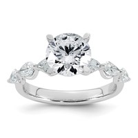 14K White Gold 2.75 Carat Certified Lab Grown Diamond VS+ F+ Round Center Ring with Pear Sides Complete Engagement view 1