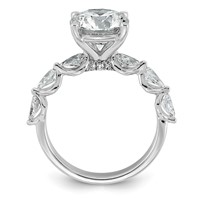 14K White Gold 3.88 Carat Certified Lab Grown Diamond VS+ F+ Round Center Ring with Pear Sides Complete Engagement view 2