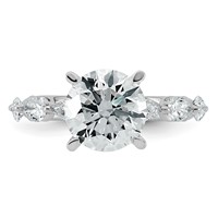 14K White Gold 3.88 Carat Certified Lab Grown Diamond VS+ F+ Round Center Ring with Pear Sides Complete Engagement view 4