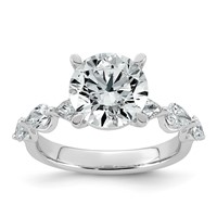 14K White Gold 3.88 Carat Certified Lab Grown Diamond VS+ F+ Round Center Ring with Pear Sides Complete Engagement view 1