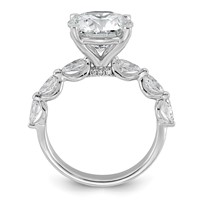 14K White Gold 4.88 Carat Certified Lab Grown Diamond VS+ F+ Round Center Ring with Pear Sides Complete Engagement view 2