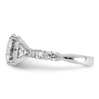 14K White Gold 4.88 Carat Certified Lab Grown Diamond VS+ F+ Round Center Ring with Pear Sides Complete Engagement view 3