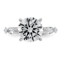 14K White Gold 4.88 Carat Certified Lab Grown Diamond VS+ F+ Round Center Ring with Pear Sides Complete Engagement view 4