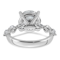 14K White Gold 4.88 Carat Certified Lab Grown Diamond VS+ F+ Round Center Ring with Pear Sides Complete Engagement view 5