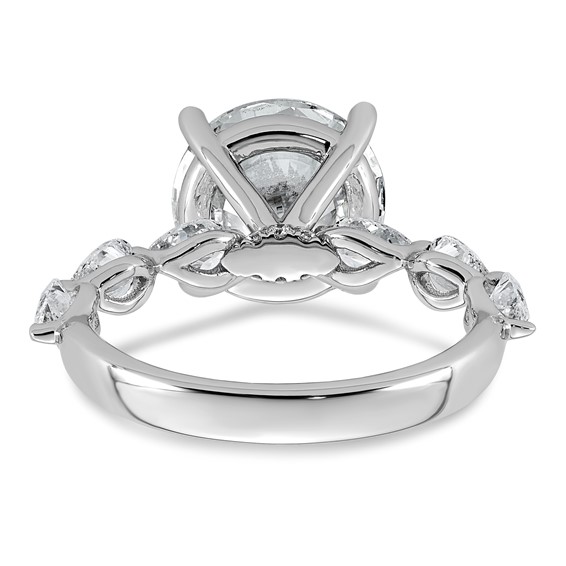 14k White Gold 4 7/8 carat Certified Lab Grown Diamond VS+ F+ Round Center with Pear Sides Complete Engagement Ring