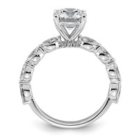 14K White Gold 2.62 Carat Certified Lab Grown Diamond VS+ F+ Round Center Ring with Oval Sides Complete Engagement view 2