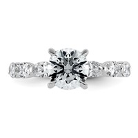 14K White Gold 2.62 Carat Certified Lab Grown Diamond VS+ F+ Round Center Ring with Oval Sides Complete Engagement view 4