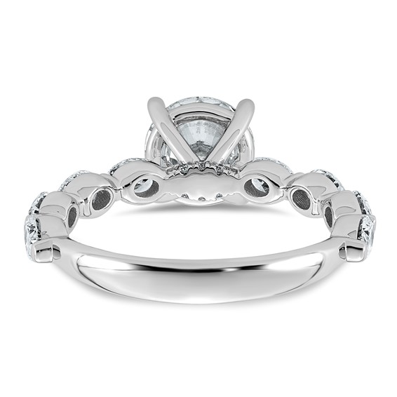 14k White Gold 2 5/8 carat Certified Lab Grown Diamond VS+ F+ Round Center with Oval Sides Complete Engagement Ring