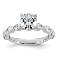 14K White Gold 2.62 Carat Certified Lab Grown Diamond VS+ F+ Round Center Ring with Oval Sides Complete Engagement view 1