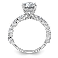 14K White Gold 3 Carat Certified Lab Grown Diamond VS+ F+ Round Center Ring with Oval Sides Complete Engagement view 2