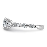 14K White Gold 3 Carat Certified Lab Grown Diamond VS+ F+ Round Center Ring with Oval Sides Complete Engagement view 3