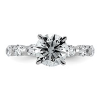 14K White Gold 3 Carat Certified Lab Grown Diamond VS+ F+ Round Center Ring with Oval Sides Complete Engagement view 4