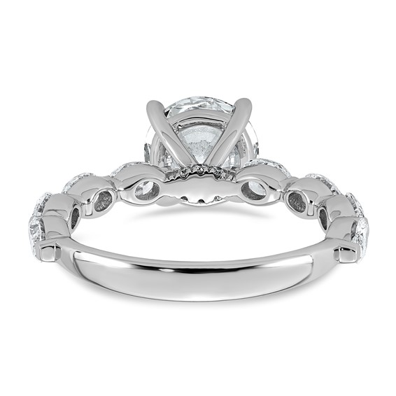 14k White Gold 3 carat Certified Lab Grown Diamond VS+ F+ Round Center with Oval Sides Complete Engagement Ring