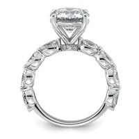 14K White Gold 4.50 Carat Certified Lab Grown Diamond VS+ F+ Round Center Ring with Oval Sides Complete Engagement view 2