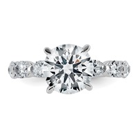 14K White Gold 4.50 Carat Certified Lab Grown Diamond VS+ F+ Round Center Ring with Oval Sides Complete Engagement view 4