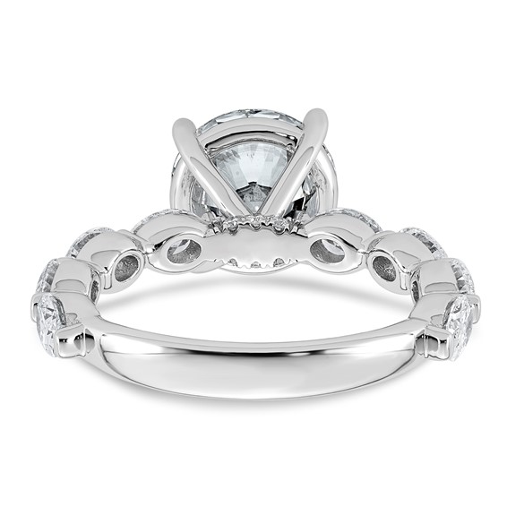 14k White Gold 4 1/2 carat Certified Lab Grown Diamond VS+ F+ Round Center with Oval Sides Complete Engagement Ring