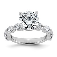 14K White Gold 4.50 Carat Certified Lab Grown Diamond VS+ F+ Round Center Ring with Oval Sides Complete Engagement view 1