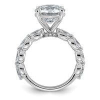 14K White Gold 5.50 Carat Certified Lab Grown Diamond VS+ F+ Round Center Ring with Oval Sides Complete Engagement view 2