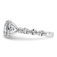 14K White Gold 5.50 Carat Certified Lab Grown Diamond VS+ F+ Round Center Ring with Oval Sides Complete Engagement view 3