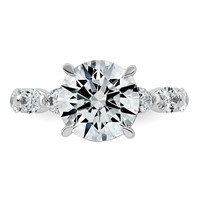 14K White Gold 5.50 Carat Certified Lab Grown Diamond VS+ F+ Round Center Ring with Oval Sides Complete Engagement view 4