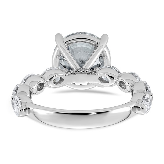 14k White Gold 5 1/2 carat Certified Lab Grown Diamond VS+ F+ Round Center with Oval Sides Complete Engagement Ring