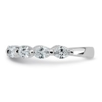 14K White Gold 1.20ct Lab Grown Dia VS+ F+ Oval Shape Stones Comp Wedding Band view 3