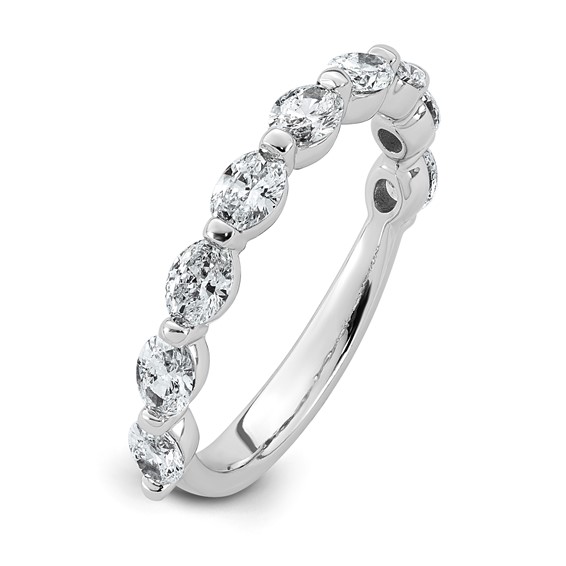 14kw 1 1/5ct Lab Grown Dia VS+ F+ Oval Shape Stones Comp Wedding Band