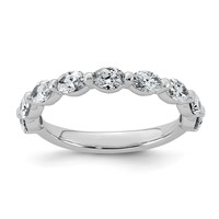 14K White Gold 1.20ct Lab Grown Dia VS+ F+ Oval Shape Stones Comp Wedding Band view 1