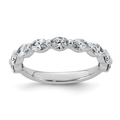 14K White Gold 1.20ct Lab Grown Dia VS+ F+ Oval Shape Stones Comp Wedding Band
