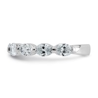 14K White Gold 1.75ct Lab Grown Dia VS+ F+ Oval Shape Stones Comp Wedding Band view 3