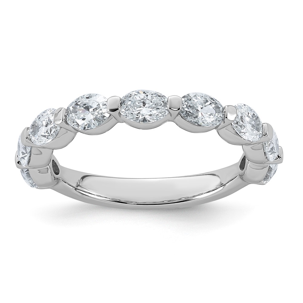 14K White Gold 1.75ct Lab Grown Dia VS+ F+ Oval Shape Stones Comp Wedding Band