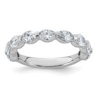 14K White Gold 1.75ct Lab Grown Dia VS+ F+ Oval Shape Stones Comp Wedding Band view 1