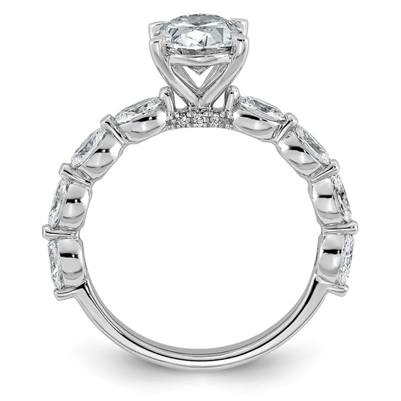 14kw 2 5/8ct Cert Oval Ctr Lab Grown Dia VS+ F+ w/ Oval Sides Comp. Ring