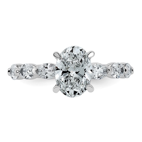 14kw 2 5/8ct Cert Oval Ctr Lab Grown Dia VS+ F+ w/ Oval Sides Comp. Ring