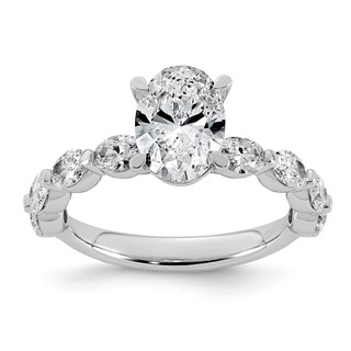 14kw 2 5/8ct Cert Oval Ctr Lab Grown Dia VS+ F+ w/ Oval Sides Comp. Ring