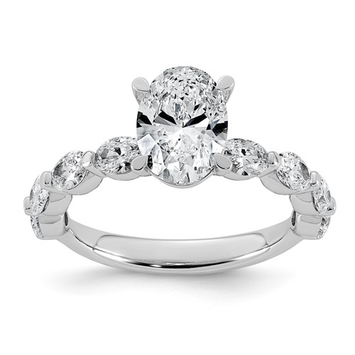 14K White Gold 2.62ct Cert Oval Ctr Lab Grown Dia VS+ F+ Ring with Oval Sides Comp