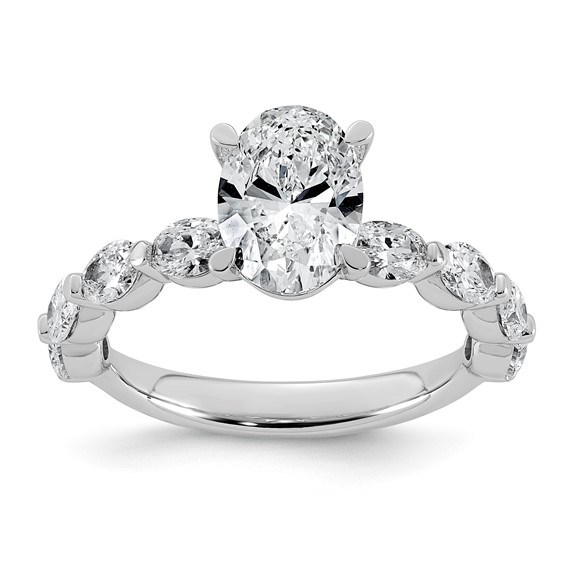 14kw 2 5/8ct Cert Oval Ctr Lab Grown Dia VS+ F+ w/ Oval Sides Comp. Ring