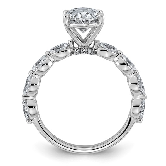 14kw 3ct Cert Oval Ctr Lab Grown Dia VS+ F+ w/ Oval Sides Comp Ring