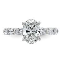 14K White Gold 3ct Cert Oval Ctr Lab Grown Dia VS+ F+ Ring with Oval Sides Comp view 4