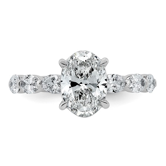 14kw 3ct Cert Oval Ctr Lab Grown Dia VS+ F+ w/ Oval Sides Comp Ring