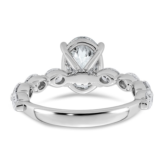 14kw 3ct Cert Oval Ctr Lab Grown Dia VS+ F+ w/ Oval Sides Comp Ring