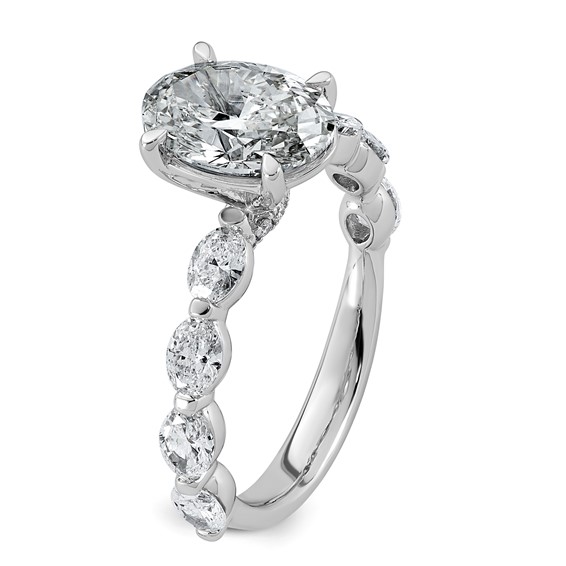 14kw 3ct Cert Oval Ctr Lab Grown Dia VS+ F+ w/ Oval Sides Comp Ring