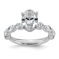 14K White Gold 3ct Cert Oval Ctr Lab Grown Dia VS+ F+ Ring with Oval Sides Comp view 1