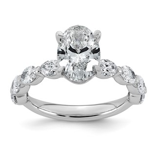 14kw 3ct Cert Oval Ctr Lab Grown Dia VS+ F+ w/ Oval Sides Comp Ring