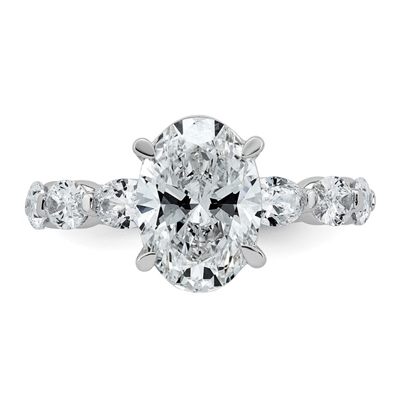 14kw 4 1/2ct Cert Oval Ctr Lab Grown Dia VS+ F+ w/ Oval Sides Comp Ring