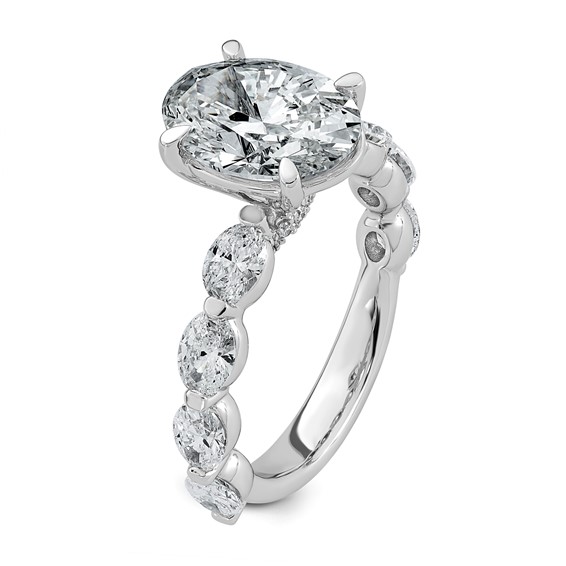 14kw 4 1/2ct Cert Oval Ctr Lab Grown Dia VS+ F+ w/ Oval Sides Comp Ring