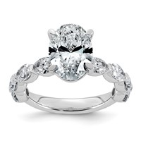 14K White Gold 4.50ct Cert Oval Ctr Lab Grown Dia VS+ F+ Ring with Oval Sides Comp view 1