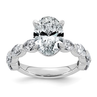 14kw 4 1/2ct Cert Oval Ctr Lab Grown Dia VS+ F+ w/ Oval Sides Comp Ring