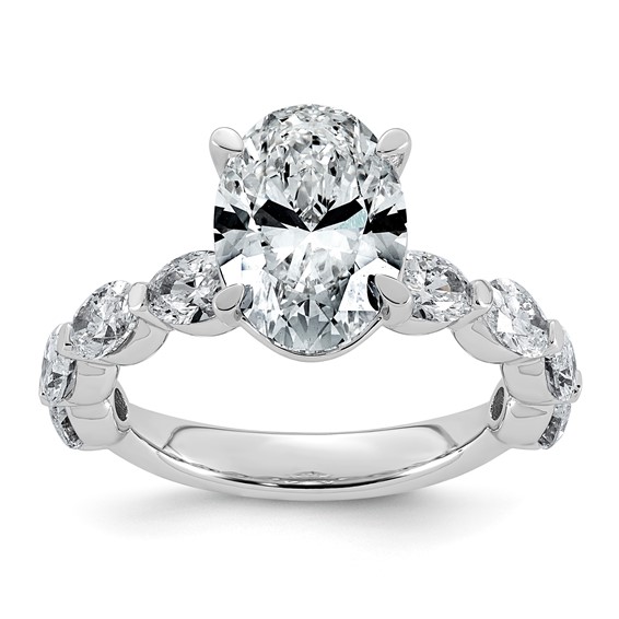 14kw 4 1/2ct Cert Oval Ctr Lab Grown Dia VS+ F+ w/ Oval Sides Comp Ring